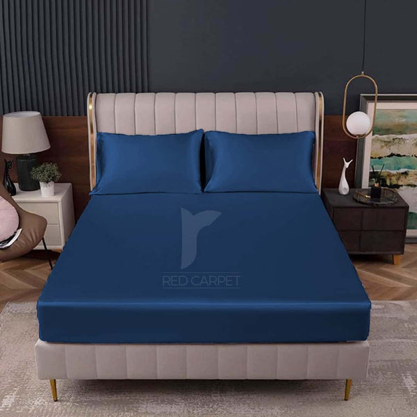 RHS Silk Fitted Bedsheet (Dark Blue)
