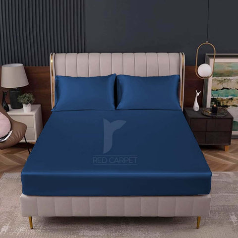 RHS Silk Fitted Bedsheet (Dark Blue)