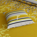 Yellow Floral Stripes & Geometric Shapes Sateen Quilt Cover Set - 6999