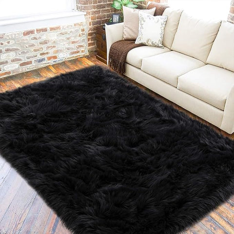 Faux Fur Rug-Black |4*6ft |