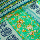 Xara Green Floral Stripes & Geometric Quilt Cover Set - 7303