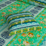 Xara Green Floral Stripes & Geometric Quilt Cover Set - 7303