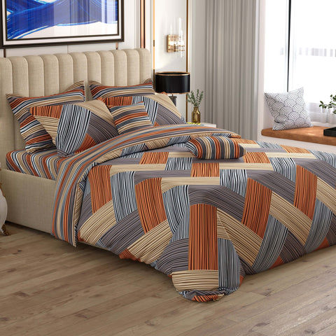 Cream Geometric Patchwork Quilt Cover Set in Sateen - 7400