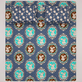 Xara Blue Floral Geometric Bed Sheet Set - 8233-8288
