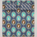 Xara Blue Floral Geometric Bed Sheet Set - 8233-8288