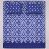 Xara Blue Geometric Grid Bed Sheet Set - 8296-97