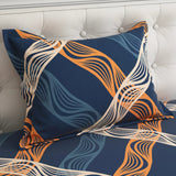 Blue Wavy Stripe Sateen Bed Sheet Set - 8313