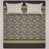 Xara Grey Floral Stripe Bed Sheet Set - 8473-74