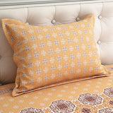 Xara Mustard Yellow Floral Bed Sheet Set with Striped Border - 8507-08