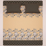 Xara Black Floral Striped Border Bed Sheet Set - 8518-19