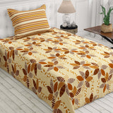 Xara Cream Striped Floral Bed Sheet Set - 8551-52
