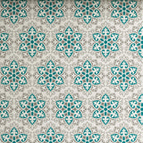 Xara Teal Floral Striped Border Bed Sheet Set - 8553-54