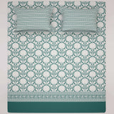Xara Green Floral Chevron Bed Sheet Set - 8569-70