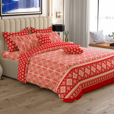 Xara 8 pcs king reversible quilt cover set bedsheet 8585