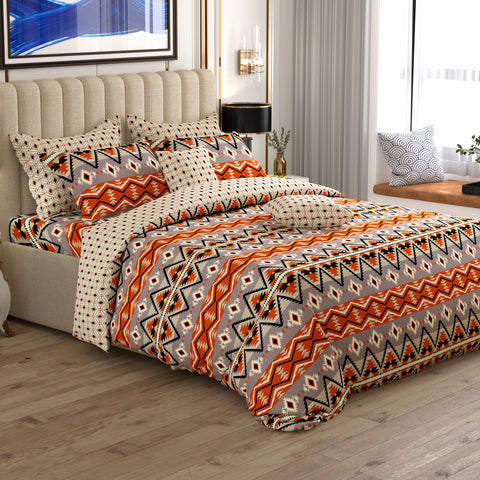Xara 8 pcs king reversible quilt cover set bedsheet 8703