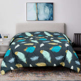 Cotton Satin 5 pcs comforter set (Blue Feather)