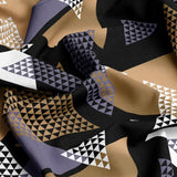 Black Geometric Sateen Bed Sheet Set - 8280