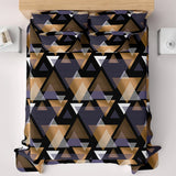 Black Geometric Sateen Bed Sheet Set - 8280