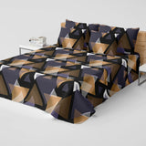 Black Geometric Sateen Bed Sheet Set - 8280