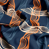 Blue Wavy Stripe Sateen Bed Sheet Set - 8313