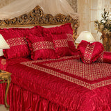 Silk Embroidered 8 pcs bridal set D#12 (Red)