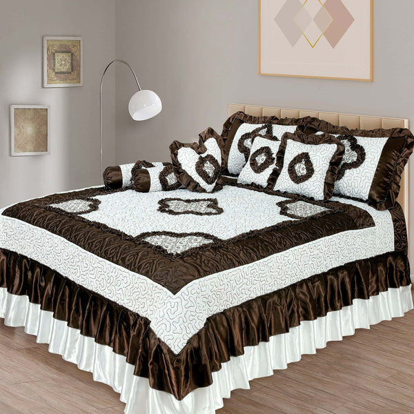 Cotton Embroidered 8 pcs bridal set D#21 (Choco Brown/White)