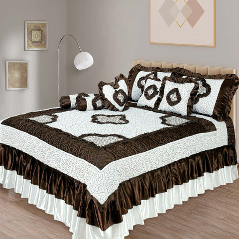 Cotton Embroidered 8 pcs bridal set D#21 (Choco Brown/White)