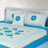 RHS Cotton Applique 4 Pcs Bedsheet Set (Blue)