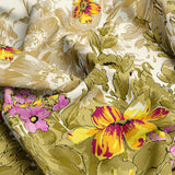 Creamy Beige Floral Cotton Blend Comforter Set - 8484