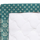 Xara Teal Turquoise Damask Dots Stripes Fitted Bed Sheet Set - 8656-8657