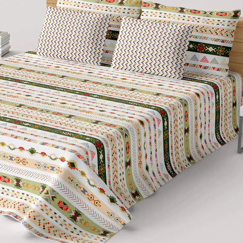 Xara Cream Striped Bed Sheet Set - 8486-91