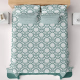 Xara Green Floral Chevron Bed Sheet Set - 8569-70